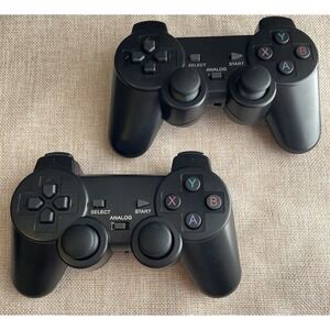 Wireless PS2 Style Controllers 2 Pack Dual Analog Gamepads w/ Receiver Tested